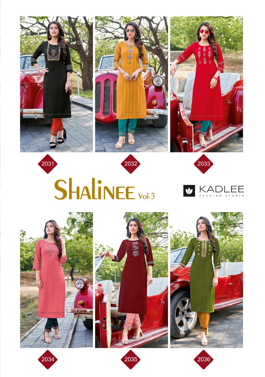 Kadlee Shalinee 3 New Ethnic Wear Viscose Kurti With Bottom Collection